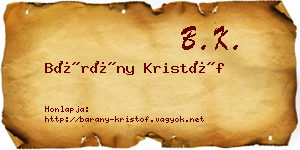Bárány Kristóf névjegykártya